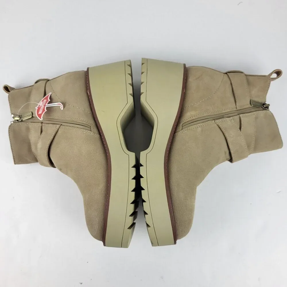 Blondo Giovanni Waterproof Platform Ankle Boots Beige Size 9M